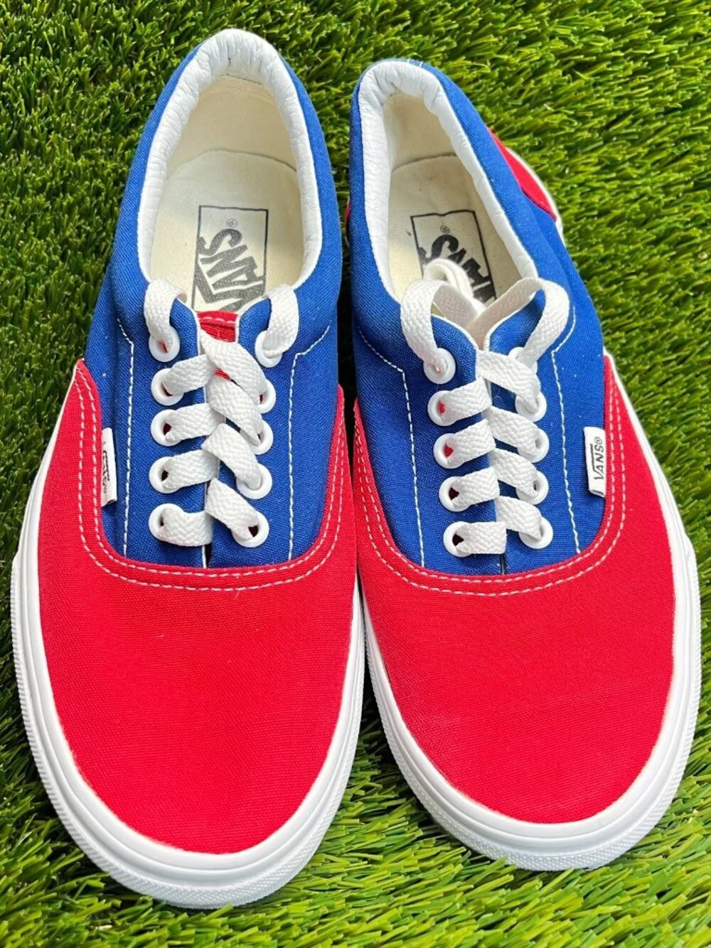 Vans Era BMX Checkerboard Womens Size 8 Red Blue Athletic Skate Shoes Sneakers